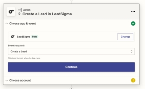 zapier webflow action to leadsigma